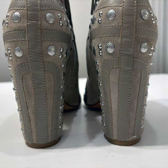 Rebecca Minkoff Mila Runway Gray‎ Leather Studded Booties US Size 7.5 M - Picture 7 of 11